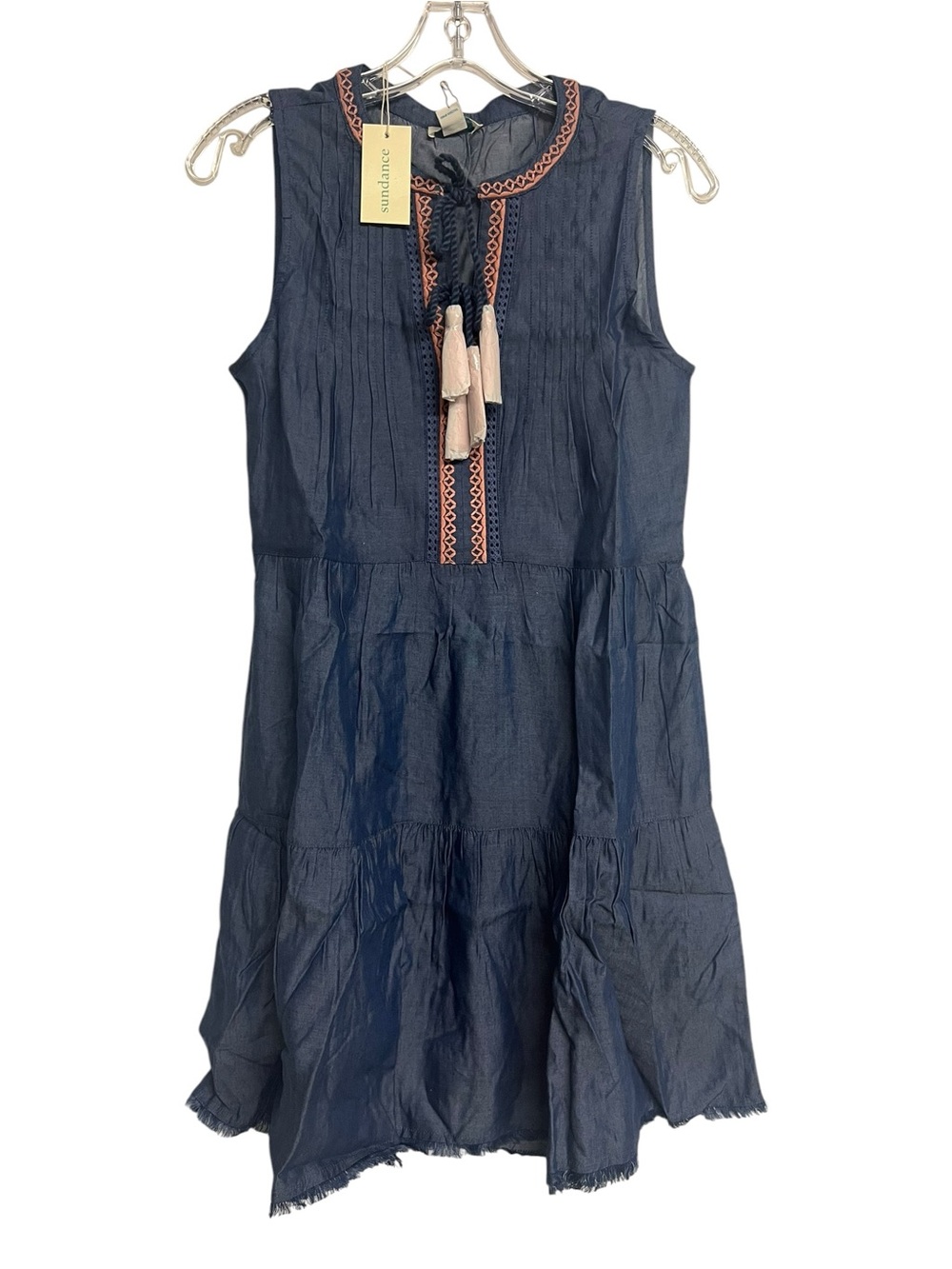 New Sundance Navy Sleeveless Tiered Dress XS